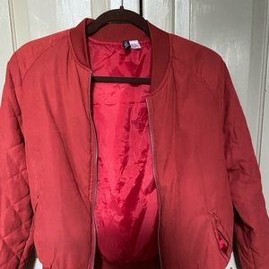 orangey red bomber jacket, small, light layer